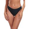 Ocean Blues Women’s Cheeky High Leg Bikini Bottom Mid Rise Swim Bottom(Black)