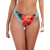 Ocean Blues Women’s Cheeky High Leg Bikini Bottom Mid Rise Swim Bottom(Blue Floral)