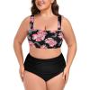 Ocean Blues Women’s High Waisted Bikini Set Two Piece Bathing Suits(Oeange Redbud + Black)