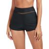 Ocean Blues Women’s High Waisted Board Shorts Mesh-Trim Tankini Boyshorts(Black)
