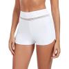 Ocean Blues Women’s High Waisted Board Shorts Mesh-Trim Tankini Boyshorts(White)