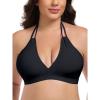 Ocean Blues Women’s Plus Size Cutout Bikini Top Halter Swimsuit Top(Black)