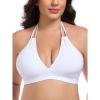 Ocean Blues Women’s Plus Size Cutout Bikini Top Halter Swimsuit Top(White)
