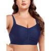 Ocean Blues Women’s Plus Size Ruched Bikini Top Square Neck Swimsuit Tops Padded Bathing Suits Sport Bra(Navy Blue)