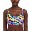 Ocean Blues Women’s Plus Size Ruched Bikini Top Square Neck Swimsuit Tops Padded Bathing Suits Sport Bra(Neon Striped)