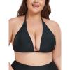 Ocean Blues Women’s Plus Size Triangle Bikini Top Halter Bathing Suit Top(Black)