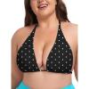 Ocean Blues Women’s Plus Size Triangle Bikini Top Halter Bathing Suit Top(Black Polka Dot)