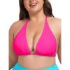 Ocean Blues Women’s Plus Size Triangle Bikini Top Halter Bathing Suit Top(Hot Pink)