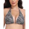 Ocean Blues Women’s Plus Size Triangle Bikini Top Halter Bathing Suit Top(Leopard)
