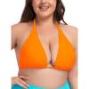 Ocean Blues Women’s Plus Size Triangle Bikini Top Halter Bathing Suit Top(Neon Orange)