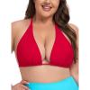 Ocean Blues Women’s Plus Size Triangle Bikini Top Halter Bathing Suit Top(Red)