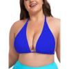 Ocean Blues Women’s Plus Size Triangle Bikini Top Halter Bathing Suit Top(Royal Blue)