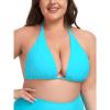 Ocean Blues Women’s Plus Size Triangle Bikini Top Halter Bathing Suit Top(Sky Blue)