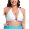 Ocean Blues Women’s Plus Size Triangle Bikini Top Halter Bathing Suit Top(White)