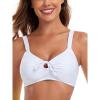 Ocean Blues Women’s Retro Cutout Bikini Tops for Women Lace Up Back Padded Swimsuit Top(White)