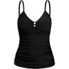 Ocean Blues Women’s Retro Tankini Swimsuit Shirring Tummy Control Tankini Top Only(Black)