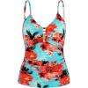 Ocean Blues Women’s Retro Tankini Swimsuit Shirring Tummy Control Tankini Top Only(Blue Floral)