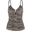 Ocean Blues Women’s Retro Tankini Swimsuit Shirring Tummy Control Tankini Top Only(Leopard)