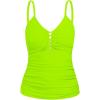 Ocean Blues Women’s Retro Tankini Swimsuit Shirring Tummy Control Tankini Top Only(Neon Green)