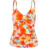 Ocean Blues Women’s Retro Tankini Swimsuit Shirring Tummy Control Tankini Top Only(Orange Coconut Tree)