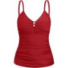 Ocean Blues Women’s Retro Tankini Swimsuit Shirring Tummy Control Tankini Top Only(Red)