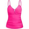Ocean Blues Women’s Retro Tankini Swimsuit Shirring Tummy Control Tankini Top Only(Rose Red)