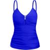 Ocean Blues Women’s Retro Tankini Swimsuit Shirring Tummy Control Tankini Top Only(Royal Blue)