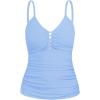 Ocean Blues Women’s Retro Tankini Swimsuit Shirring Tummy Control Tankini Top Only(Sea Blue)