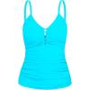Ocean Blues Women’s Retro Tankini Swimsuit Shirring Tummy Control Tankini Top Only(Sky Blue)