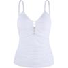 Ocean Blues Women’s Retro Tankini Swimsuit Shirring Tummy Control Tankini Top Only(White)
