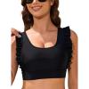 Ocean Blues Women’s Ruffle Bikini Top Supportive Swimsuit(Black)