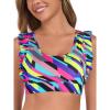 Ocean Blues Women’s Ruffle Bikini Top Supportive Swimsuit(Black and White)