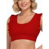 Ocean Blues Women’s Ruffle Bikini Top Supportive Swimsuit(Red)
