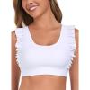 Ocean Blues Women’s Ruffle Bikini Top Supportive Swimsuit(White)