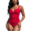 Ocean Blues Women’s Slimming One Piece Swimsuits Tummy Control Bathing Suit Supportive Shaping Swimwear for Women(Red)