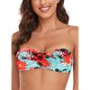 Ocean Blues Women’s Strapless Swimsuits for Women Bandeau Bikini Top Tie Back Halter Bathing Suit Top(Blue Floral)