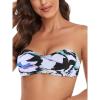 Ocean Blues Women’s Strapless Swimsuits for Women Bandeau Bikini Top Tie Back Halter Bathing Suit Top(Floral)