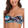 Ocean Blues Women’s Strapless Swimsuits for Women Bandeau Bikini Top Tie Back Halter Bathing Suit Top(Leaf Print)