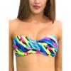 Ocean Blues Women’s Strapless Swimsuits for Women Bandeau Bikini Top Tie Back Halter Bathing Suit Top(Neon Striped)