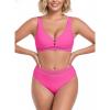 Ocean Blues Women’s Triangle Bikini Set High Waisted Two Piece Bathing Suit Sexy Mesh Bikini(Hot Pink)