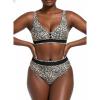 Ocean Blues Women’s Triangle Bikini Set High Waisted Two Piece Bathing Suit Sexy Mesh Bikini(Leopard)