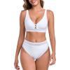 Ocean Blues Women’s Triangle Bikini Set High Waisted Two Piece Bathing Suit Sexy Mesh Bikini(White)