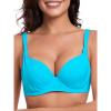 Ocean Blues Women’s Underwire Bikini Tops Retro Push Up Bathing Suit Top(Sky Blue)
