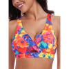 Ocean Blues Women’s V-Neck Bikini Top Retro Cutout Bathing Suit Top(Colorful Floral)