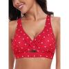 Ocean Blues Women’s V-Neck Bikini Top Retro Cutout Bathing Suit Top(Red Polka Dot)