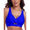 Ocean Blues Women’s V-Neck Bikini Top Retro Cutout Bathing Suit Top(Royal Blue)