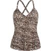 Ocean Blues Women’s Vneck Tankini Top Only Ruched Tummy Control Bathing Siut Top No Bottom(Leopard)