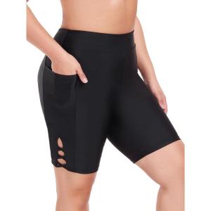 Ocean Blues Women’s 8″ High Waisted Swim Shorts with Pockets Tummy Control Board Shorts UPF 50+ Beach Shorts(Black)