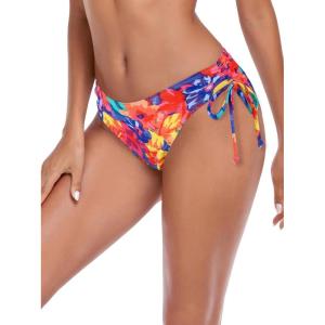 Ocean Blues Women’s Full Coverage Swim Bottom Tie Sides Bikini Bottom(Colorful Floral)
