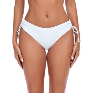 Ocean Blues Women’s Full Coverage Swim Bottom Tie Sides Bikini Bottom(White)